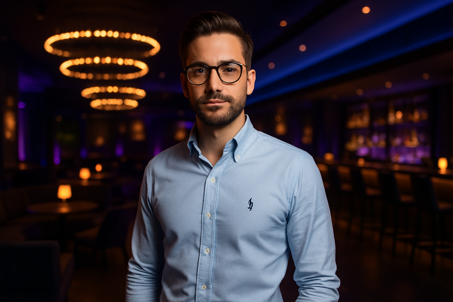 need a guy who looks like a manager with the Pony logo on his shirt in a club